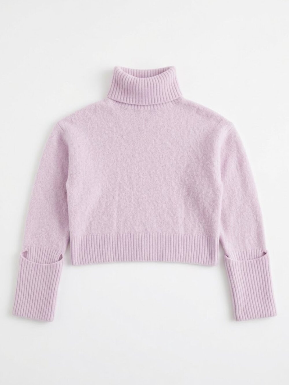 En Thread Merino Wool Cashmere Turtleneck Cropped Sweater Lavender Purple Sx Sm